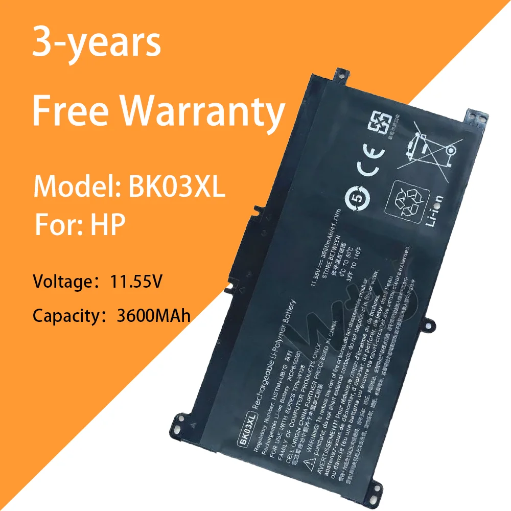 11.55V 3600MAh Laptop Battery BK03XL New For HP 14-BA033TX TPN-W125 pavilion x360 Laptop Battery
11.55V 3600MAh Laptop Battery BK03XL New For HP 14-BA033TX TPN-W125 pavilion x360 Laptop Battery