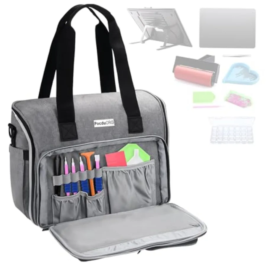 Портативная сумка-органайзер для световой панели формата А4 и аксессуаров для алмазной вышивки с несколькими карманами - совместима с
Портативная сумка-органайзер для световой панели формата А4 и аксессуаров для алмазной вышивки с несколькими карманами - совместима с