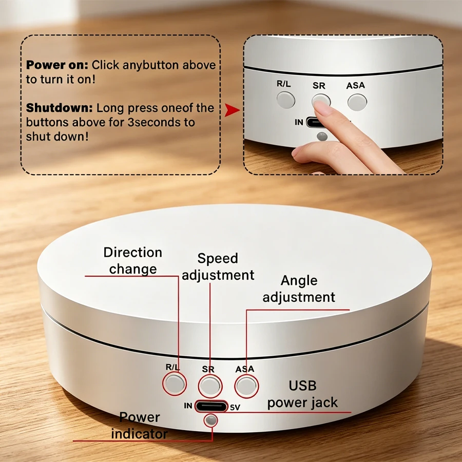 Rotating Display Stand 360-Degree Motorized Spinner Turntable with USB Power Cable for Photography Products and Shows
Rotating Display Stand 360-Degree Motorized Spinner Turntable with USB Power Cable for Photography Products and Shows