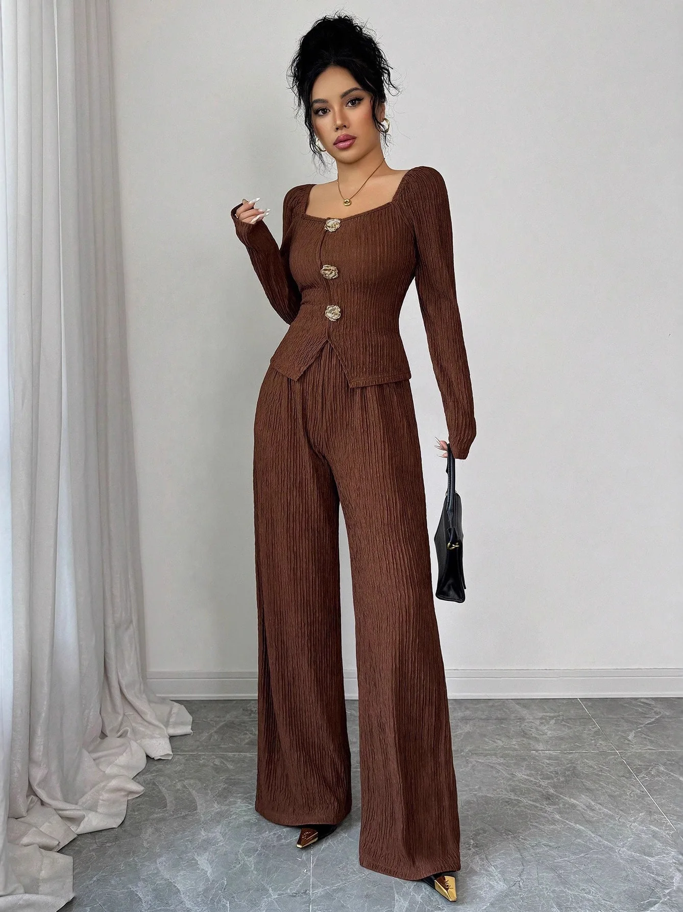Fashionable Knitted Color Large Collar Slim Fit Set for Women Elegant Style High Waist Long Sleeve Four Seasons Universal
Fashionable Knitted Color Large Collar Slim Fit Set for Women Elegant Style High Waist Long Sleeve Four Seasons Universal