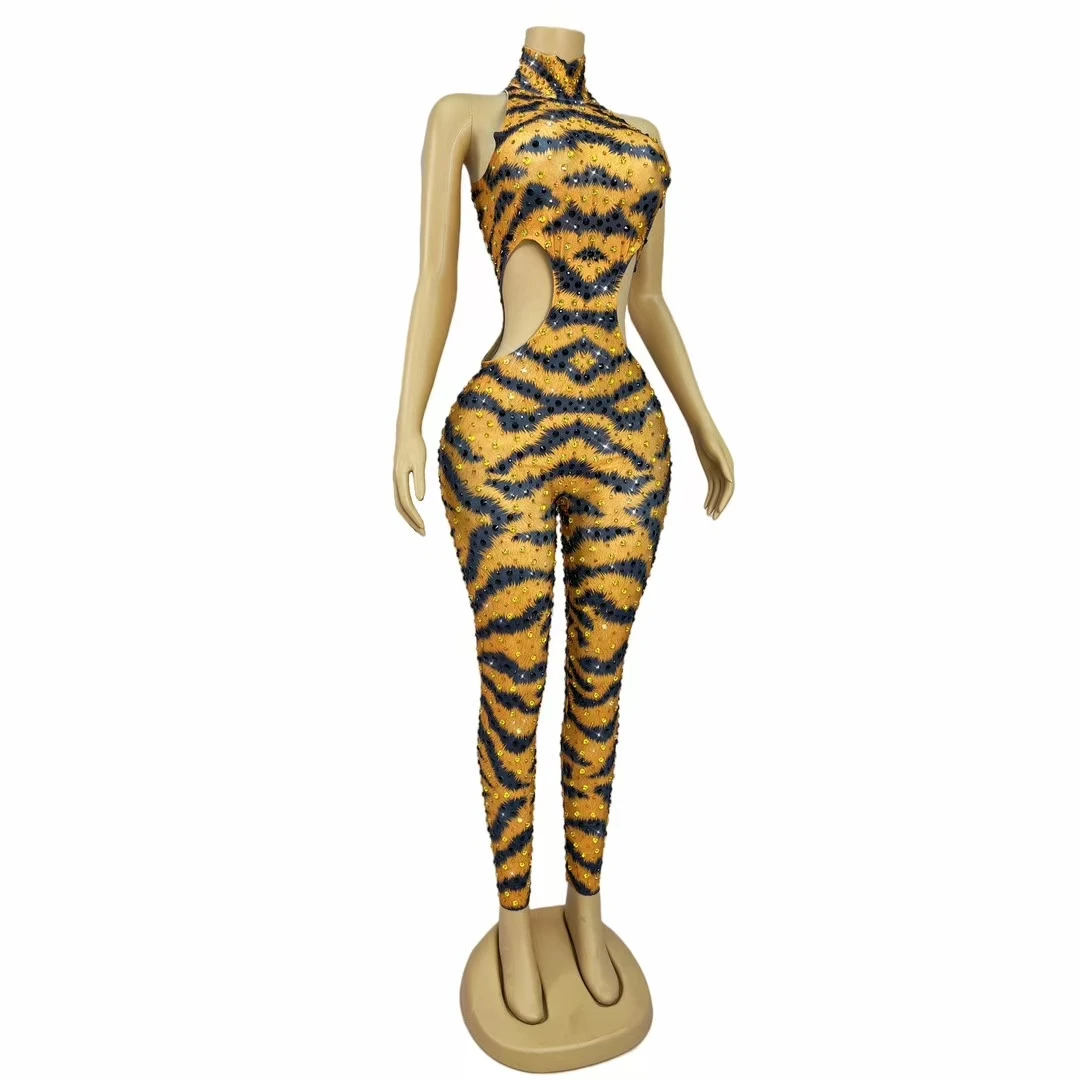 Sparkly Crystals Leopard print sleeveless Tight Fitting Jumpsuit Nightclub Festival Celebrate Bodysuit Stage Performance Outfit
Sparkly Crystals Leopard print sleeveless Tight Fitting Jumpsuit Nightclub Festival Celebrate Bodysuit Stage Performance Outfit