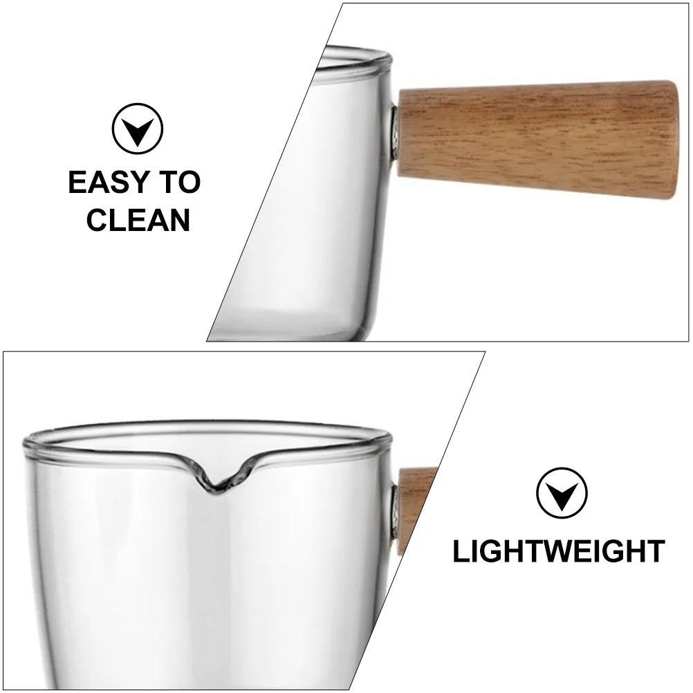 1 set Decorative Clear Glass Milk With Handle Coffee Pitcher Cup Food Grade Reusable Lightweight Ergonomic Wooden Handle Heat
1 set Decorative Clear Glass Milk With Handle Coffee Pitcher Cup Food Grade Reusable Lightweight Ergonomic Wooden Handle Heat