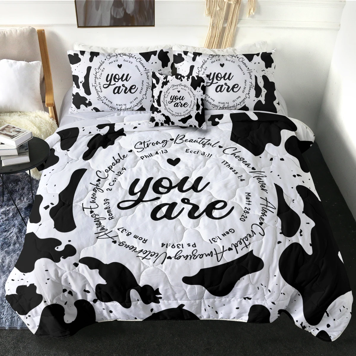 Unique Black and White Cow Pattern Printed Comforter Set for Kids and Adults Suitable for All Seasons Bedroom Decor
Unique Black and White Cow Pattern Printed Comforter Set for Kids and Adults Suitable for All Seasons Bedroom Decor