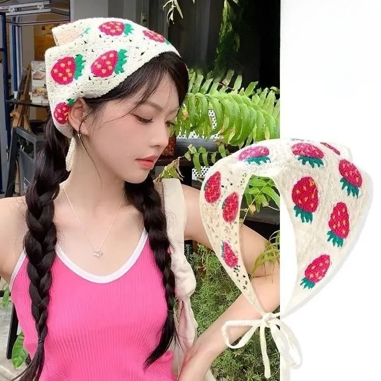 Knitted Triangle Scarf Headband for Women Fashion Girl strawberry Little Daisy Lucky Flower pattern Hair Band Hair Accessory
Knitted Triangle Scarf Headband for Women Fashion Girl strawberry Little Daisy Lucky Flower pattern Hair Band Hair Accessory