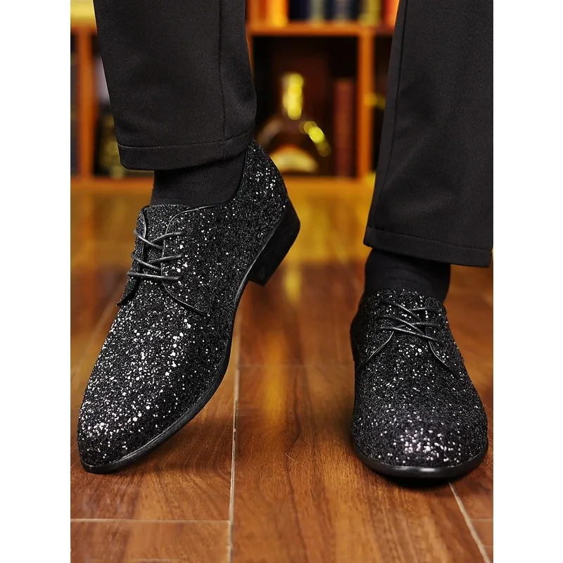 High Quality Lace-Up Oxford Shoes Fashion Designer Men Flats Large Size Luxury Men Dress Shoes Gold Silver Sequin Wedding Shoes
High Quality Lace-Up Oxford Shoes Fashion Designer Men Flats Large Size Luxury Men Dress Shoes Gold Silver Sequin Wedding Shoes