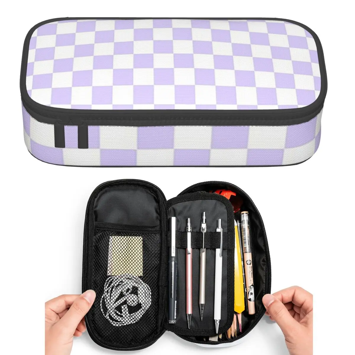 White And Pale Lavender Violet Checkerboard Pencil Cases for Students Pen Box Pencil Bag Large Storage Pencil Pouch Pen Holder
White And Pale Lavender Violet Checkerboard Pencil Cases for Students Pen Box Pencil Bag Large Storage Pencil Pouch Pen Holder