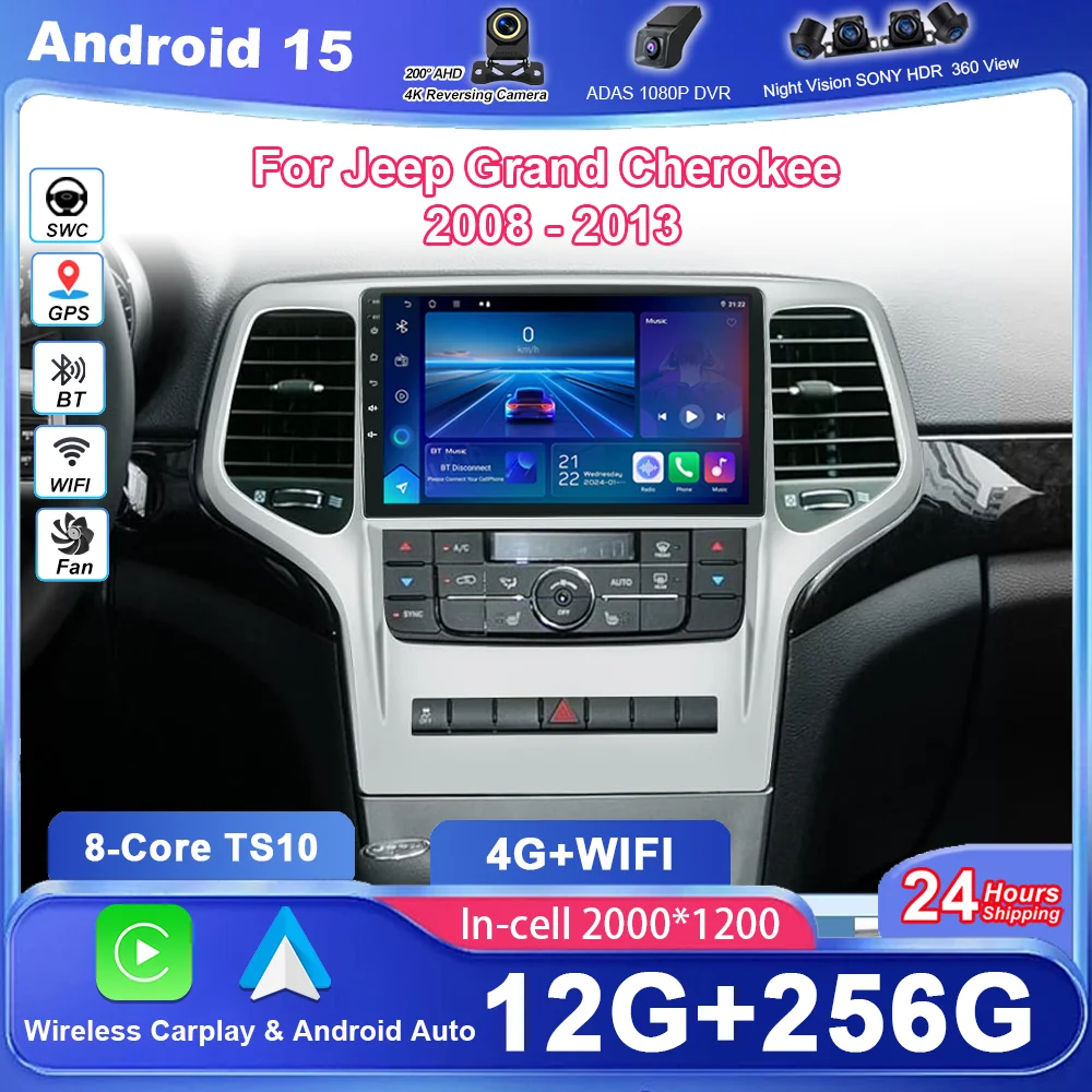 Android 15 Radio Stereo For Jeep Grand Cherokee 2008 2009 2011 2012 2013 Auto Multimedia Video Player GPS Navigation Bluetooth
Android 15 Radio Stereo For Jeep Grand Cherokee 2008 2009 2011 2012 2013 Auto Multimedia Video Player GPS Navigation Bluetooth