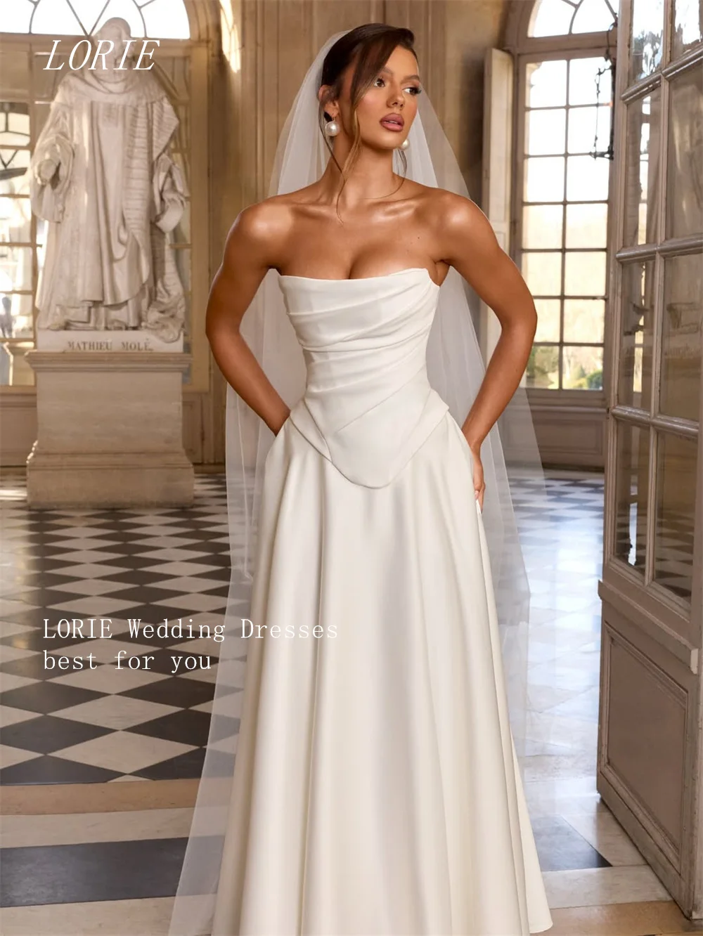 LORIE Luxury A Line Civil Wedding Dress Gala Strapless Pleat Bridal Dresses Sleeveless Engagement Wedding Gown Customized 2026
LORIE Luxury A Line Civil Wedding Dress Gala Strapless Pleat Bridal Dresses Sleeveless Engagement Wedding Gown Customized 2026