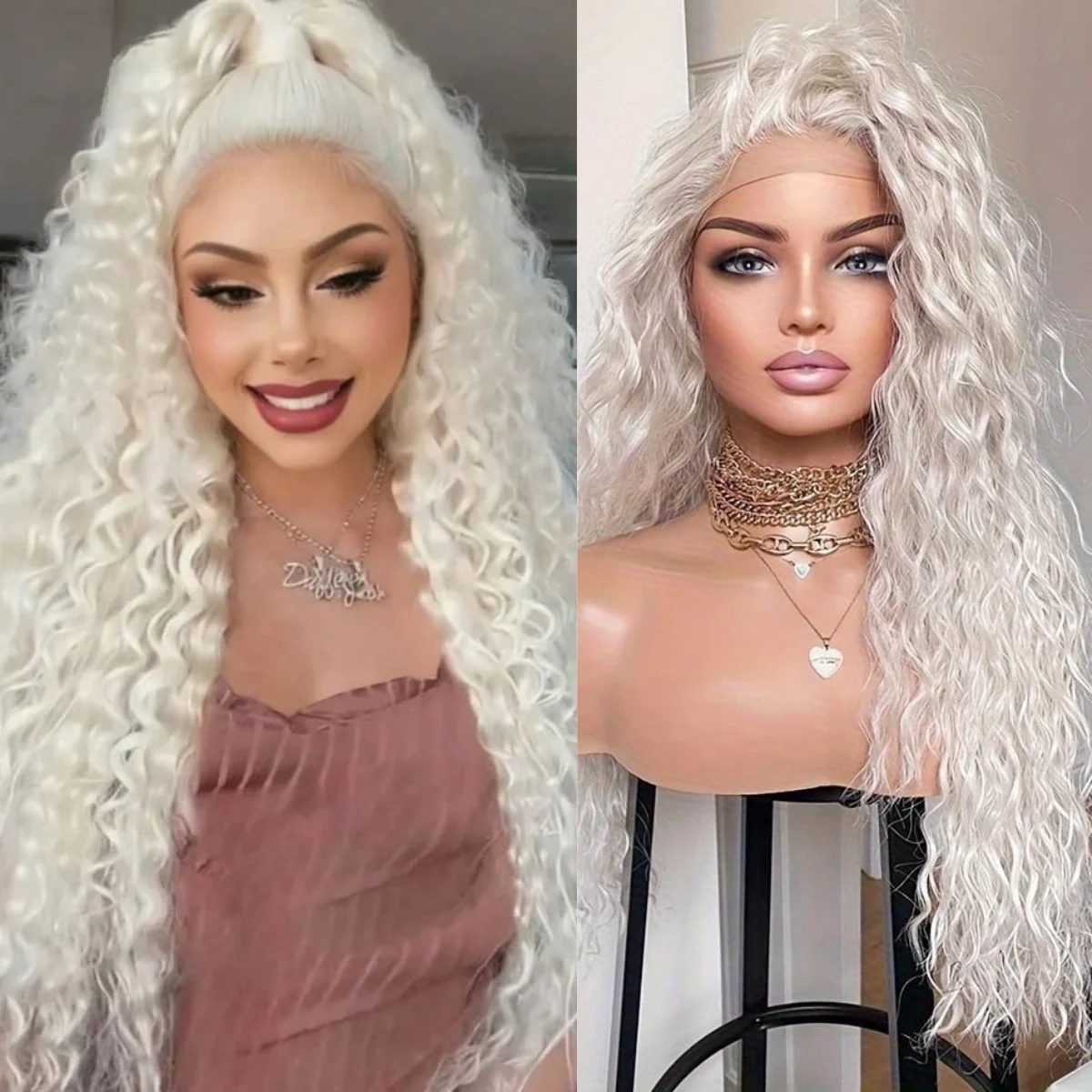 White Wig 30inches Loose Deep Wave Lace Frontal Wigs 13X4 Curly Lace Front Wig Synthetic And Blend Daily Wear for White Wemon
White Wig 30inches Loose Deep Wave Lace Frontal Wigs 13X4 Curly Lace Front Wig Synthetic And Blend Daily Wear for White Wemon