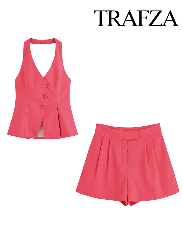 HH Women Elegant Solid Suits Single-Breasted Backless Hanging Neck Collar Vest+Pockets High Waist Zipper Casual Shorts
HH Women Elegant Solid Suits Single-Breasted Backless Hanging Neck Collar Vest+Pockets High Waist Zipper Casual Shorts