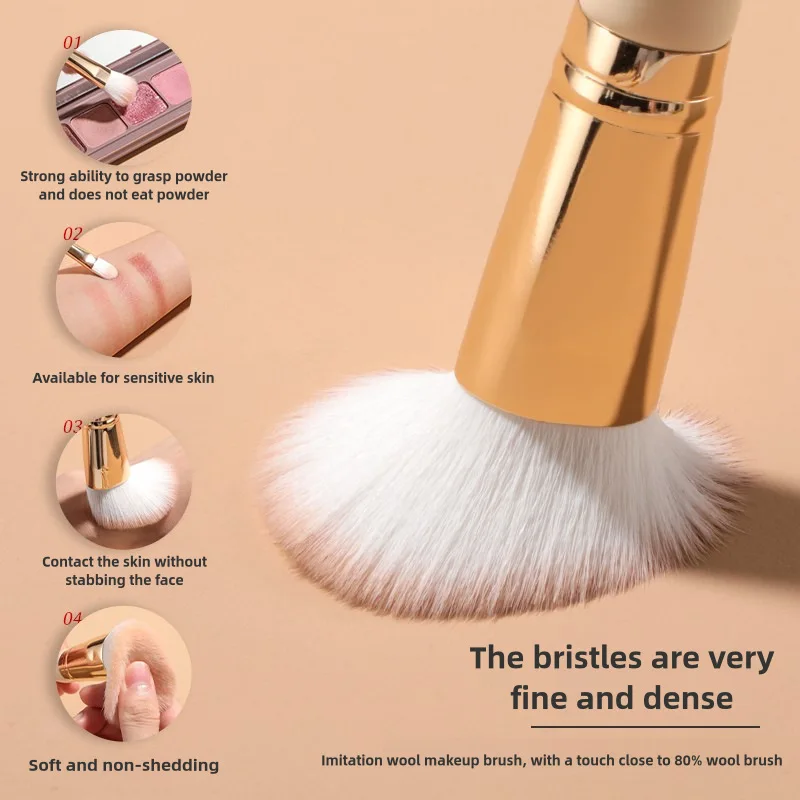 A set of 9 high-quality synthetic plush makeup brushes in beige for beauty tools
A set of 9 high-quality synthetic plush makeup brushes in beige for beauty tools