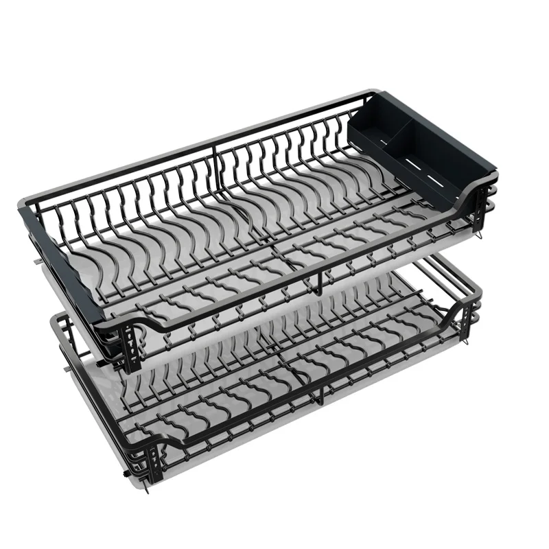 Stainless steel double drawer type kitchen basket, silent cushioning damping bowl basket storage dish rack
Stainless steel double drawer type kitchen basket, silent cushioning damping bowl basket storage dish rack
