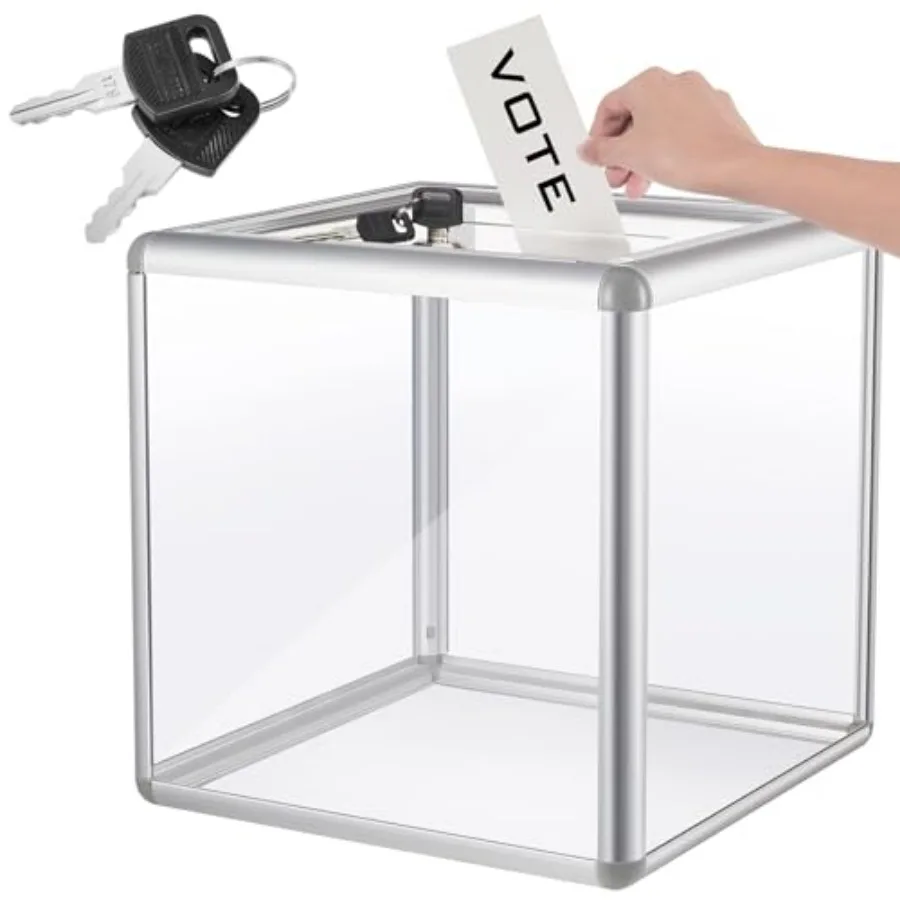 Acrylic Donation Raffle Bo with Slot and Lock, Large Clear Ballot Offering Suggestion Ticket Container for Fundraising Drawing
Acrylic Donation Raffle Bo with Slot and Lock, Large Clear Ballot Offering Suggestion Ticket Container for Fundraising Drawing