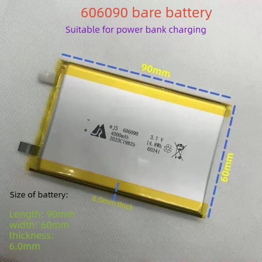 606090 3.7V 4000mAh 14.8Wh Li-Polymer Battery Lithium Polymer Rechargeable batteries for Power Bank Tablet Laptop PC PSP PAD
606090 3.7V 4000mAh 14.8Wh Li-Polymer Battery Lithium Polymer Rechargeable batteries for Power Bank Tablet Laptop PC PSP PAD