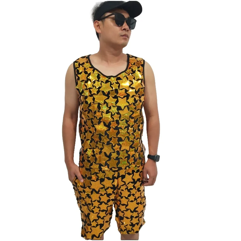 Casual Sets Laser Mirror Men Yellow Sequins Carnival Party Shorts Tops Elastic Waist Stage Performance Bar DJ Singer Dance Wear
Casual Sets Laser Mirror Men Yellow Sequins Carnival Party Shorts Tops Elastic Waist Stage Performance Bar DJ Singer Dance Wear