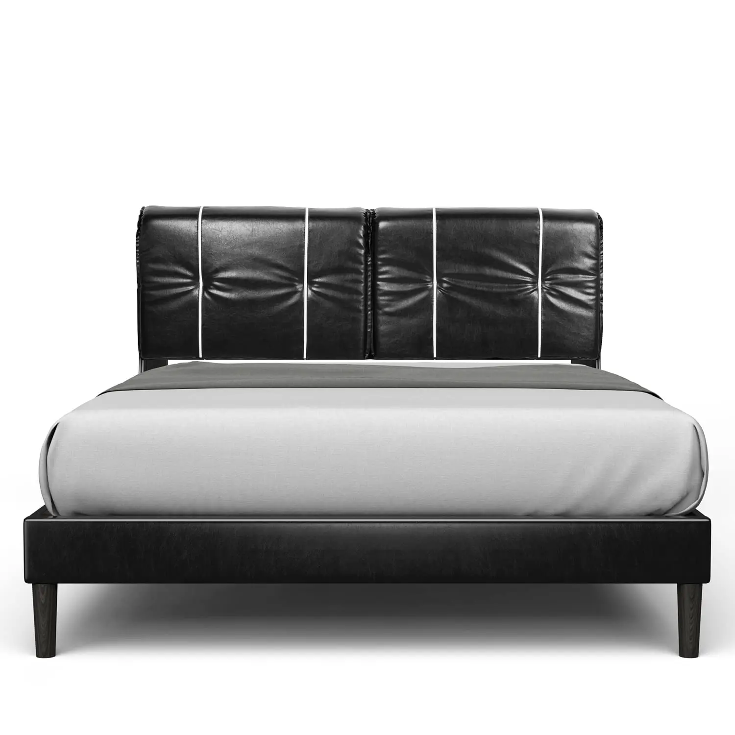 Queen Size Bed Frame Upholstered Low Profile Modern Platform Bed with Faux Leather Headboard/No Box Spring Needed/No Bed Skirt N
Queen Size Bed Frame Upholstered Low Profile Modern Platform Bed with Faux Leather Headboard/No Box Spring Needed/No Bed Skirt N