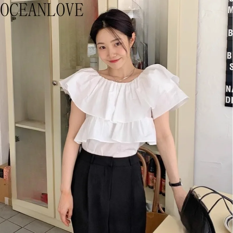 OCEANLOVE Ruffles Blouses Solid Spring Summer Puff Sleeve Elegant Women Shirts Skew Collar Korean Fashion Retro Blusas Mujer
OCEANLOVE Ruffles Blouses Solid Spring Summer Puff Sleeve Elegant Women Shirts Skew Collar Korean Fashion Retro Blusas Mujer