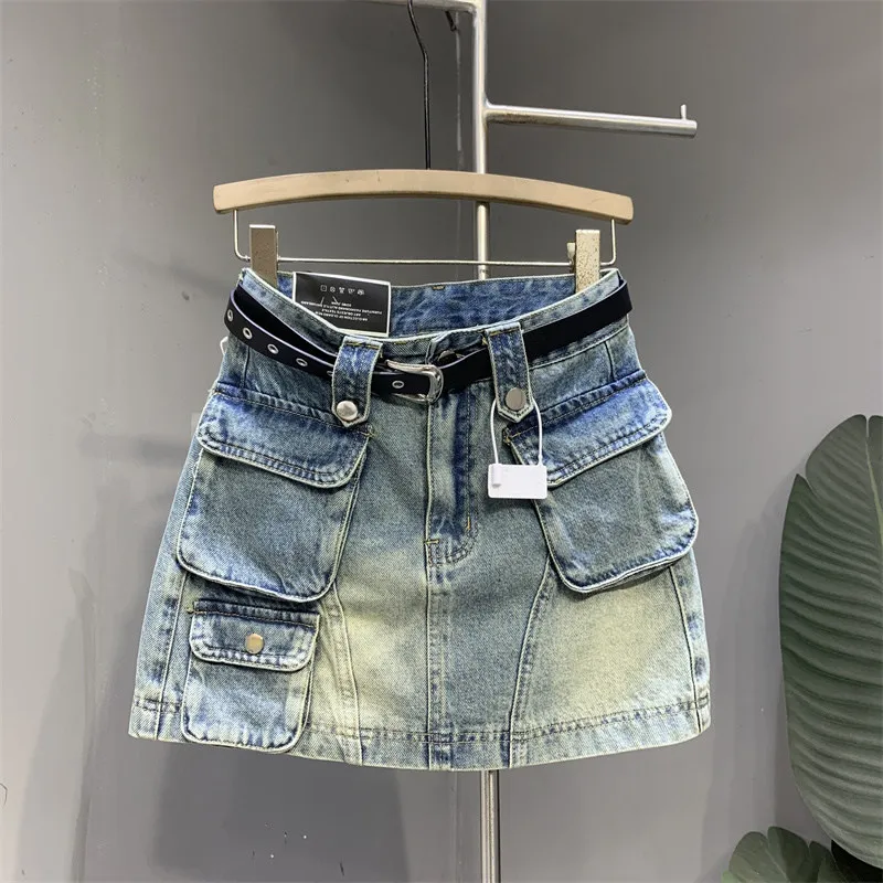Vintage Cargo Denim Skirt For Women Korean Style High Waist Multi Pocket A-Line Skirts Summer Casual Slim Fit Denim Skirt
Vintage Cargo Denim Skirt For Women Korean Style High Waist Multi Pocket A-Line Skirts Summer Casual Slim Fit Denim Skirt