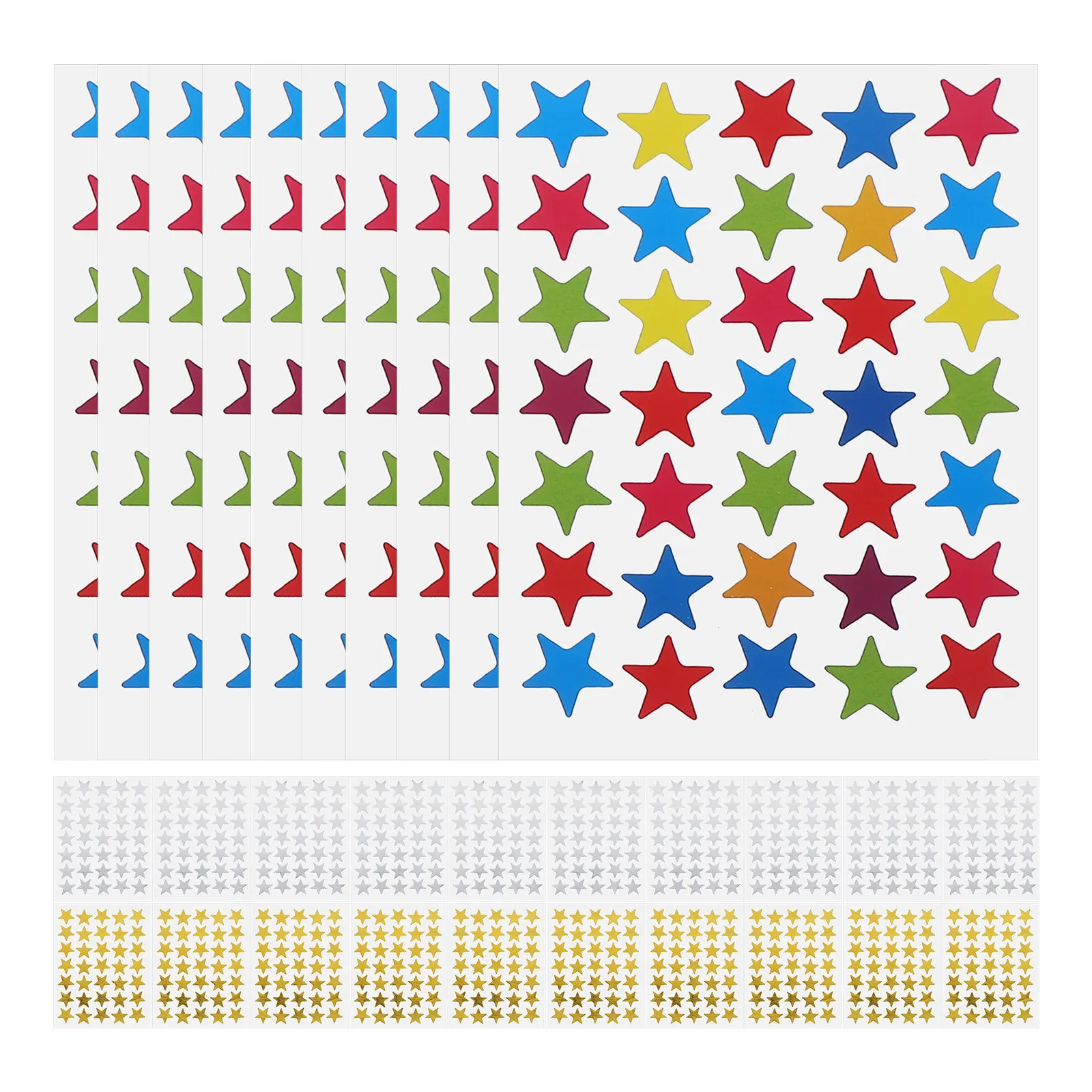 30 Sheets Reward Star Stickers Bright Self-Adhesive Gold Silver Colorful Stars for Crafts Homework Marking and
30 Sheets Reward Star Stickers Bright Self-Adhesive Gold Silver Colorful Stars for Crafts Homework Marking and