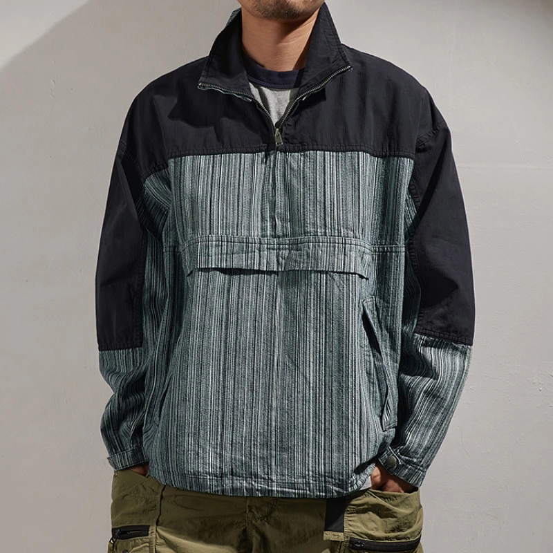 Autumn Men's New Tooling Jacket Half-open Collar Loose Pullover Joker Patchwork Color Matching Casual Jacket
Autumn Men's New Tooling Jacket Half-open Collar Loose Pullover Joker Patchwork Color Matching Casual Jacket