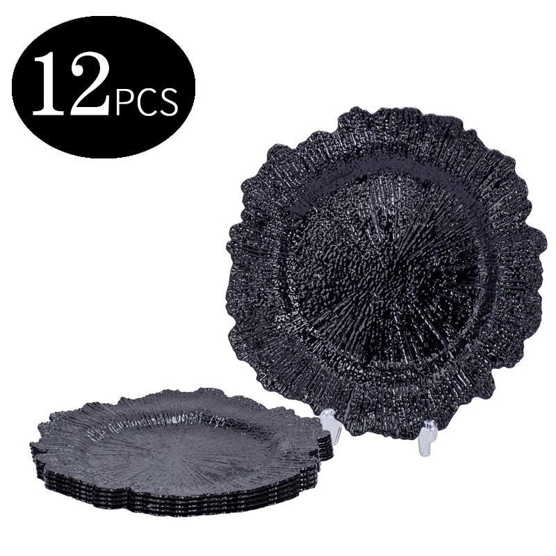 12 Pieces Wholesale Elegant Plastic Luxury Black Red Gold Reef Charger Plates For Wedding Decorative Sets Flower Dinner Table
12 Pieces Wholesale Elegant Plastic Luxury Black Red Gold Reef Charger Plates For Wedding Decorative Sets Flower Dinner Table