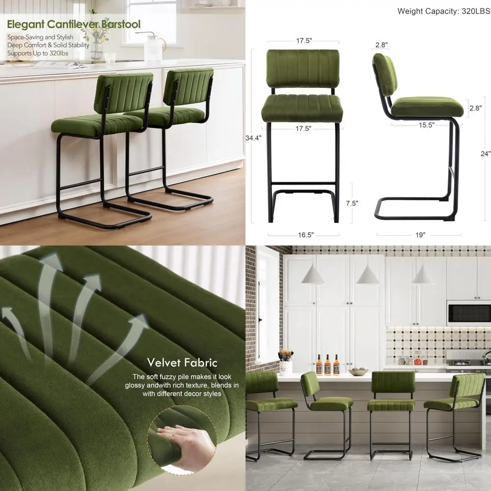 Набор из 4 барных стульев с металлическими ножками и обивкой из оливково-зеленого бархата
Набор из 4 барных стульев с металлическими ножками и обивкой из оливково-зеленого бархата