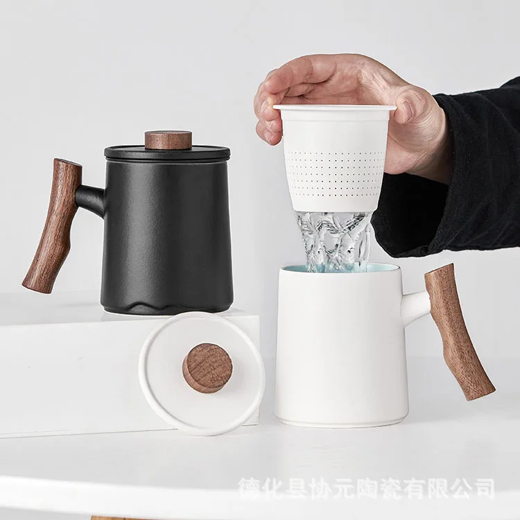 X-23 mug ceramic office cup with lid filter wooden handle personal cup tea separation tea cup modern simple
X-23 mug ceramic office cup with lid filter wooden handle personal cup tea separation tea cup modern simple