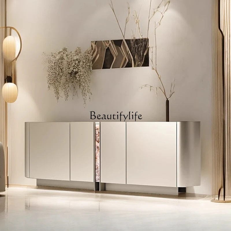 Italian minimalist light luxury entrance cabinet painted solid wood dining side cabinet against the wall
Italian minimalist light luxury entrance cabinet painted solid wood dining side cabinet against the wall