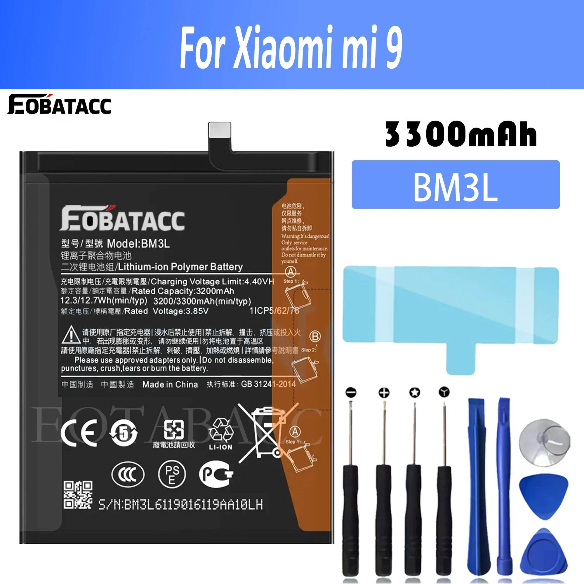 EOTABACC New 100% High Quality BM3L Battery For Xiaomi mi 9 mobile phone Bateria+ Free Tools
EOTABACC New 100% High Quality BM3L Battery For Xiaomi mi 9 mobile phone Bateria+ Free Tools