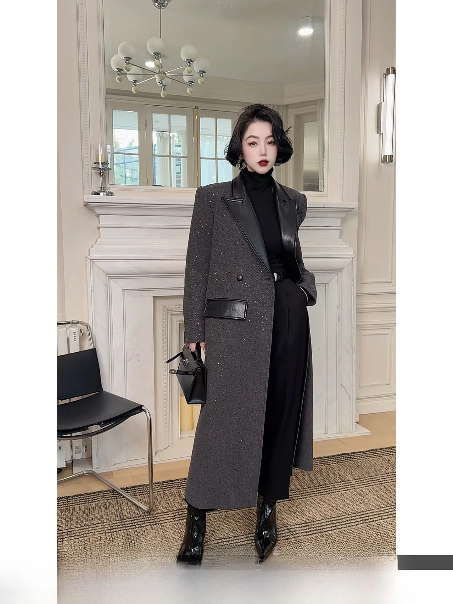 Женское длинное шерстяное пальто LYXJ: роскошное, элегантное, зимнее, модное, с высокой талией, свободного кроя, в стиле OL, из смесового полиэстера
Женское длинное шерстяное пальто LYXJ: роскошное, элегантное, зимнее, модное, с высокой талией, свободного кроя, в стиле OL, из смесового полиэстера