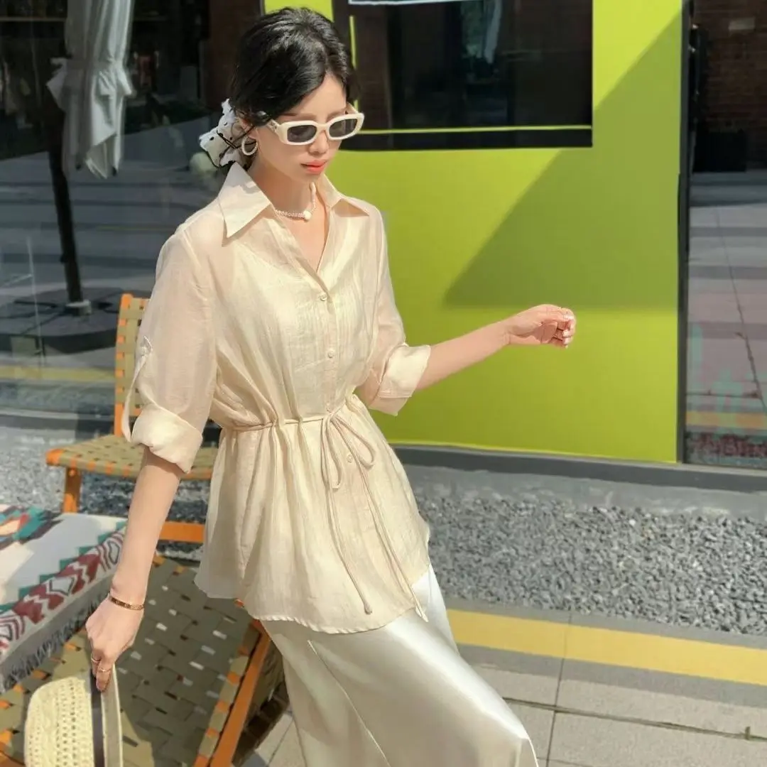 Women Shirt Sleeveless Dresses Two Piece Set Summer Female Thin Sun Protection Clothing Ladies Fashion Silk Camisole Dress 2PCS
Women Shirt Sleeveless Dresses Two Piece Set Summer Female Thin Sun Protection Clothing Ladies Fashion Silk Camisole Dress 2PCS