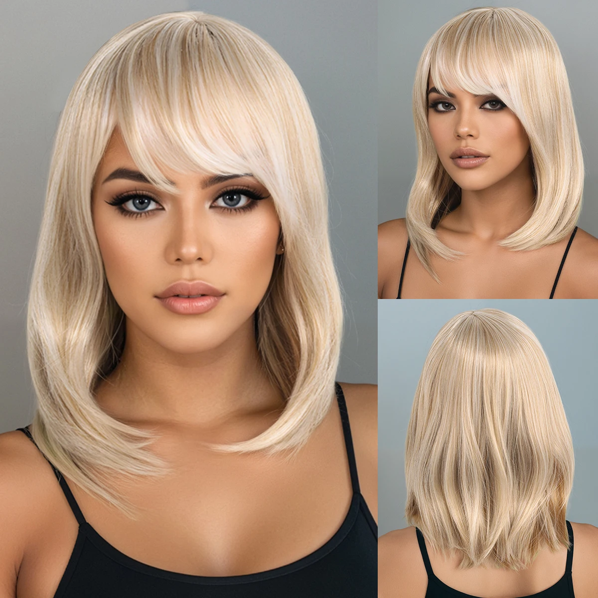 European and American fashion wig for women, medium-Synthetic wig black and gold gradient, middle-parted wavy micro-cur
European and American fashion wig for women, medium-Synthetic wig black and gold gradient, middle-parted wavy micro-cur