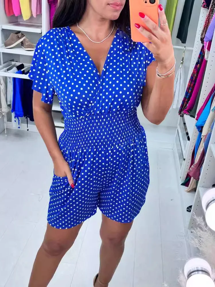 Polka Dot V-ne ort Sve Jumpsuit High Waist Straight Leg Polyester Street Sle Summer Faion Women's One-Piece Suit
Polka Dot V-ne ort Sve Jumpsuit High Waist Straight Leg Polyester Street Sle Summer Faion Women's One-Piece Suit