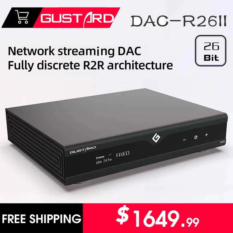 Цифровой аудиоинтерфейс GUSTARD DAC-R26II HIFI с архитектурой R2R, высококачественный декодер для сетевого стриминга, поддержка DSD512 и PCM768k, DAC R26 II
Цифровой аудиоинтерфейс GUSTARD DAC-R26II HIFI с архитектурой R2R, высококачественный декодер для сетевого стриминга, поддержка DSD512 и PCM768k, DAC R26 II