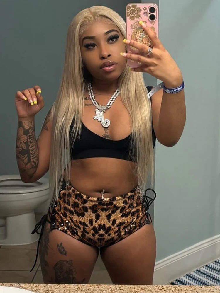 Nibber Sequins Lace-Up Shorts Women Leopard Print Hollow Midnight Sexy Hottie Versatile Summer Wild Fashion Classic Bottoms
Nibber Sequins Lace-Up Shorts Women Leopard Print Hollow Midnight Sexy Hottie Versatile Summer Wild Fashion Classic Bottoms