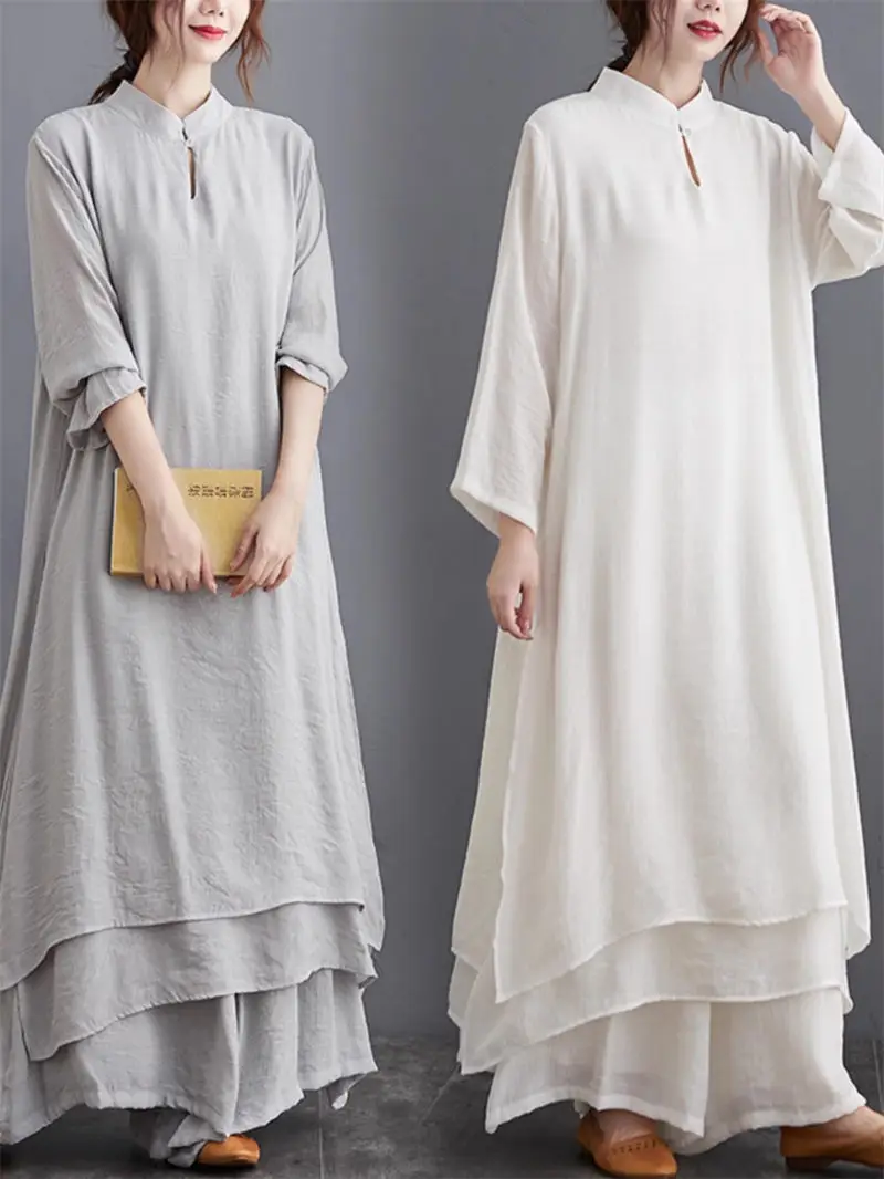Hanfu Set Woman 2024 Spring New Chinese Traditional Mid Length Yoga Dress And Pants Loose Large Size Two Piece Outfits Z4630
Hanfu Set Woman 2024 Spring New Chinese Traditional Mid Length Yoga Dress And Pants Loose Large Size Two Piece Outfits Z4630