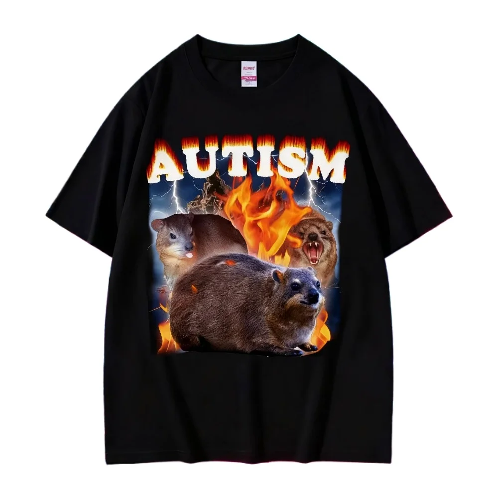 Fun Autism T-shirt Hyrax Meme Clothing Retro Hip-hop Comfortable Cotton Short-sleeved T-shirt Suitable for Both Men and Women
Fun Autism T-shirt Hyrax Meme Clothing Retro Hip-hop Comfortable Cotton Short-sleeved T-shirt Suitable for Both Men and Women
