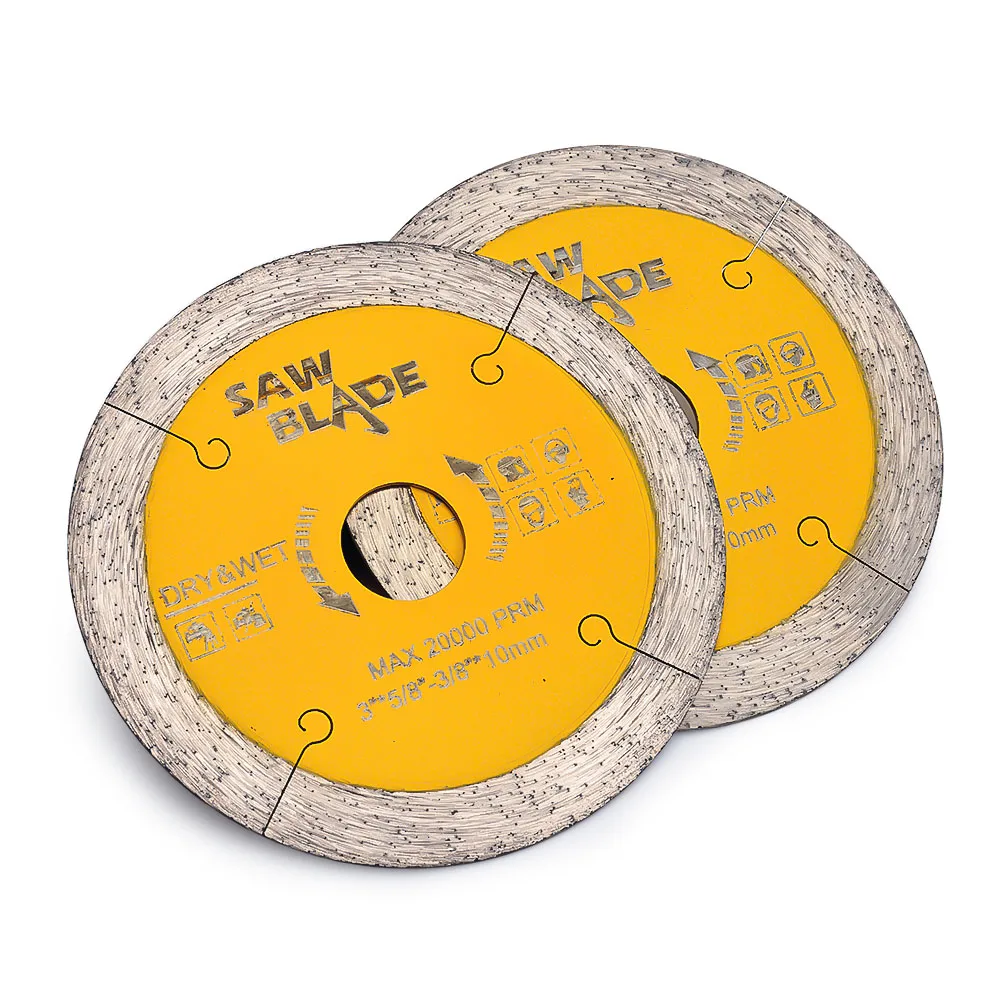 2Pcs/Lot 3-3/8" 85mm Super Thin J Slot Diamond Saw Blades for Porcelain Tiles, Ceramic Tiles, and Stone Tile, 5/8"-3/8" Arbor
2Pcs/Lot 3-3/8" 85mm Super Thin J Slot Diamond Saw Blades for Porcelain Tiles, Ceramic Tiles, and Stone Tile, 5/8"-3/8" Arbor