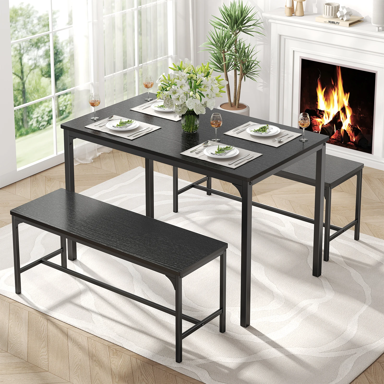 JHK 3Pcs Table and Chair Set Wooden Desktop with Metal Frame for Easy Storage Space-Saving Ideal 4-Person Set for Living Room Kitchen Apartment Corner
JHK 3Pcs Table and Chair Set Wooden Desktop with Metal Frame for Easy Storage Space-Saving Ideal 4-Person Set for Living Room Kitchen Apartment Corner