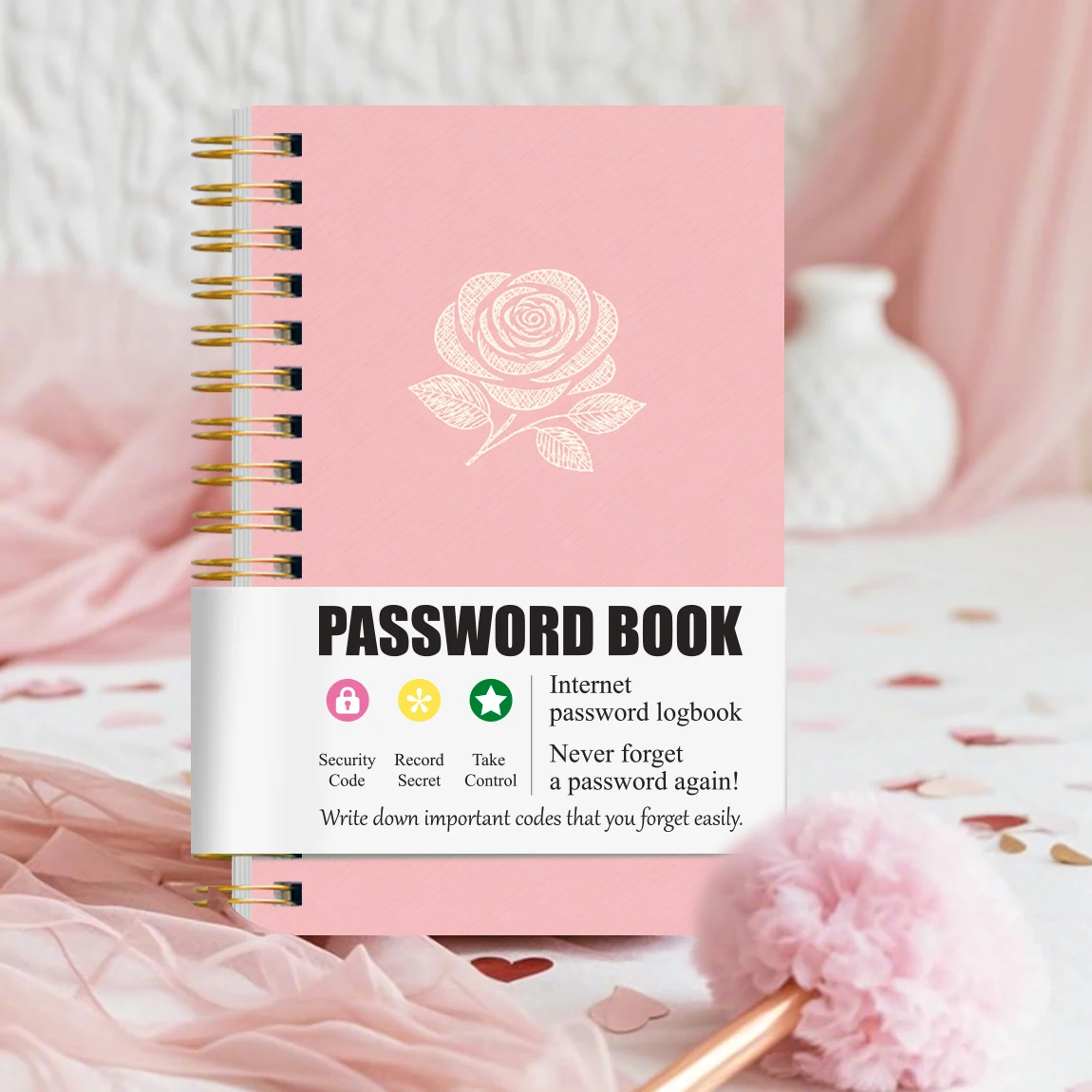 A6 Password Book with Spiral Binding, Portable Password Logbook with Address, Birthday & Emergency Contact Pages
A6 Password Book with Spiral Binding, Portable Password Logbook with Address, Birthday & Emergency Contact Pages