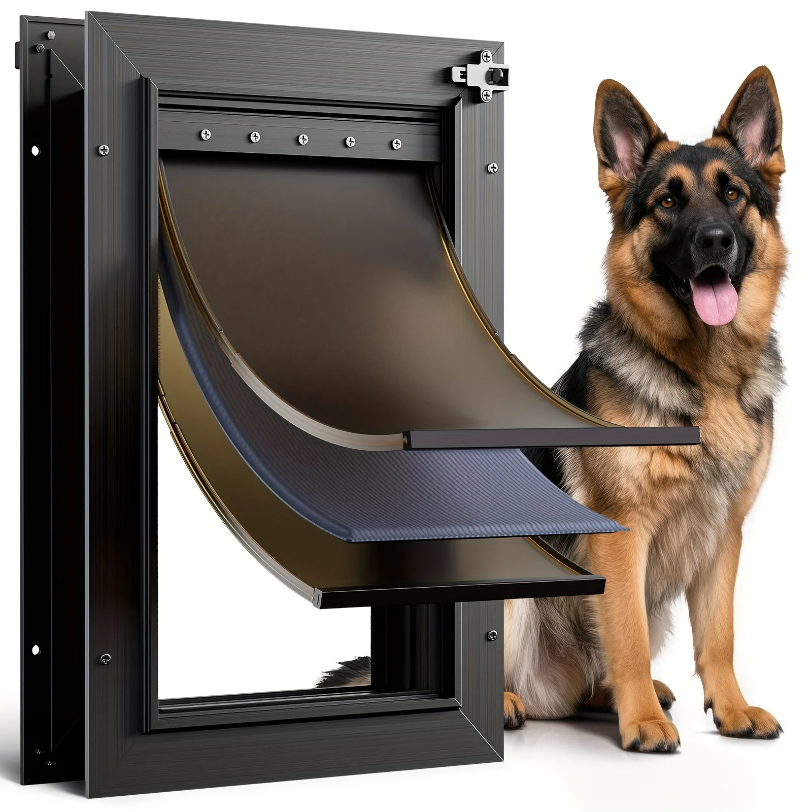 Dog Door for Door All Aluminum 3 Flaps Black, Large Dog Doggy Doggie Door, Heavy Duty Pet Door for Dogs Cats, with Insulation Flap, Telescoping Tunnel, Sliding Closing Panel, for Pets Up to 110Lb
Dog Door for Door All Aluminum 3 Flaps Black, Large Dog Doggy Doggie Door, Heavy Duty Pet Door for Dogs Cats, with Insulation Flap, Telescoping Tunnel, Sliding Closing Panel, for Pets Up to 110Lb