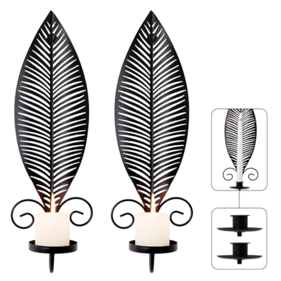 Leaf Shape Candle Holder Wall Set of 2Wall Sconce with 2 Removable Trays Gothic Antique Candelabra Mounted Stylish Candlestick
Leaf Shape Candle Holder Wall Set of 2Wall Sconce with 2 Removable Trays Gothic Antique Candelabra Mounted Stylish Candlestick