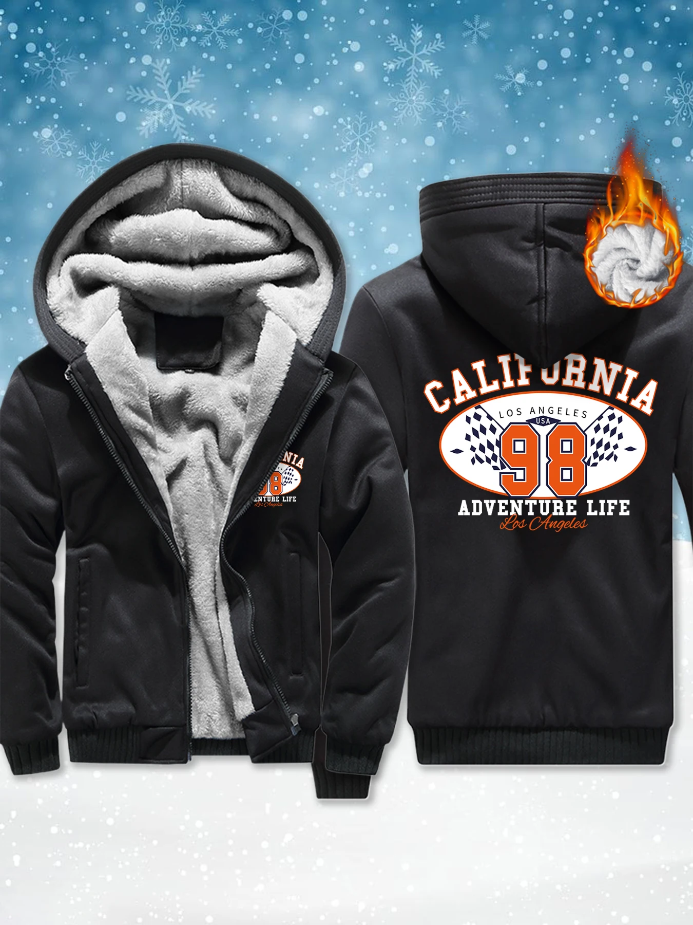 California Adventure Life Pattern Mens Fleece Pocket Jackets Thicken Comfortable Outwear Winter Zip-Up Hoodie Warm Basics Coat
California Adventure Life Pattern Mens Fleece Pocket Jackets Thicken Comfortable Outwear Winter Zip-Up Hoodie Warm Basics Coat