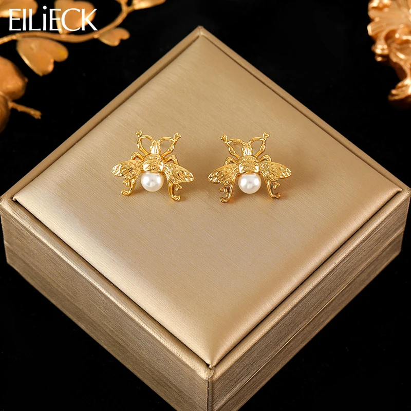 EILIECK 316L Stainless Steel Bee Pearl Stud Earrings For Women Fashion Waterproof Ear Jewelry Party Birthday Gift Bijoux Серьги
EILIECK 316L Stainless Steel Bee Pearl Stud Earrings For Women Fashion Waterproof Ear Jewelry Party Birthday Gift Bijoux Серьги