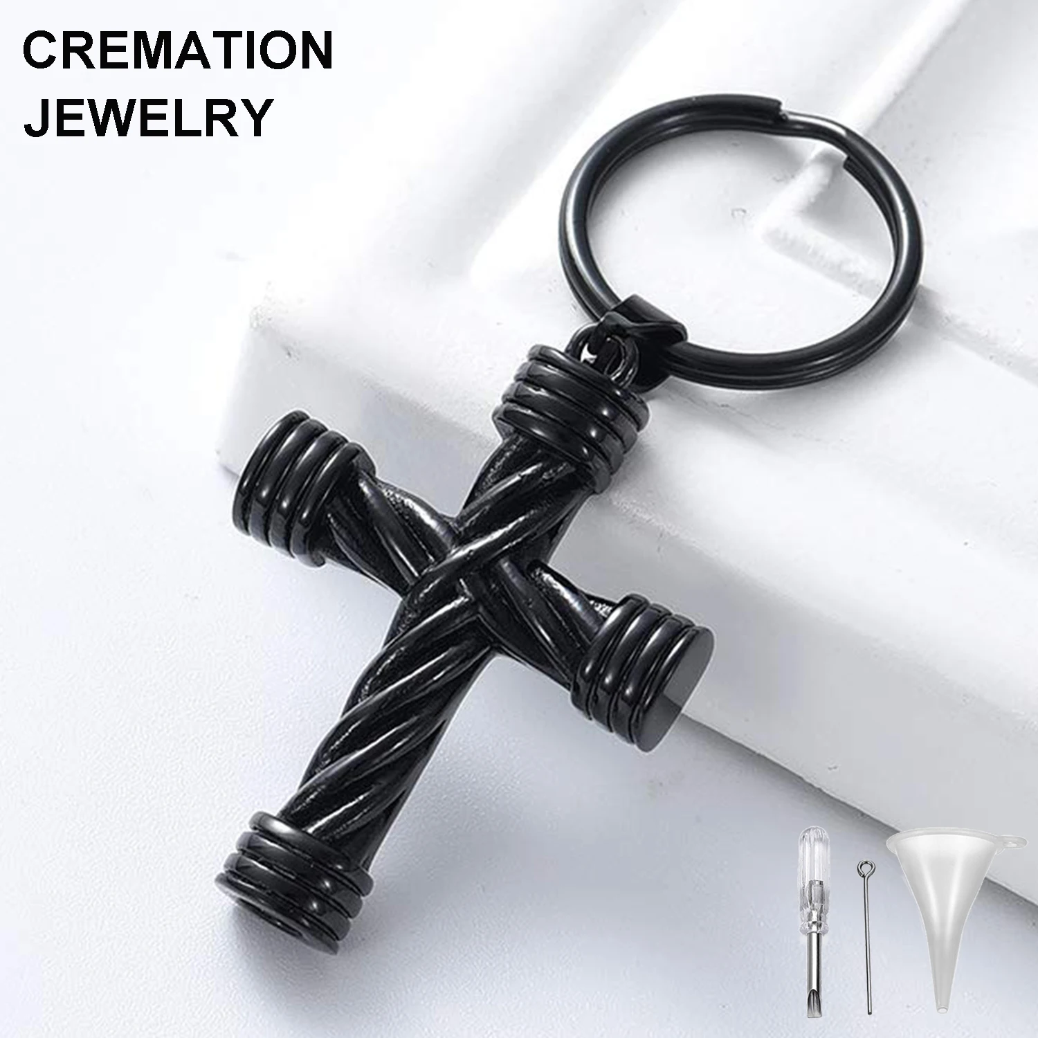 Wholesale Custom Black Religion Cross Ashes Urn Key Chain For Prayer Memorial Stainless Steel Cross Shape Cremation Keychain
Wholesale Custom Black Religion Cross Ashes Urn Key Chain For Prayer Memorial Stainless Steel Cross Shape Cremation Keychain