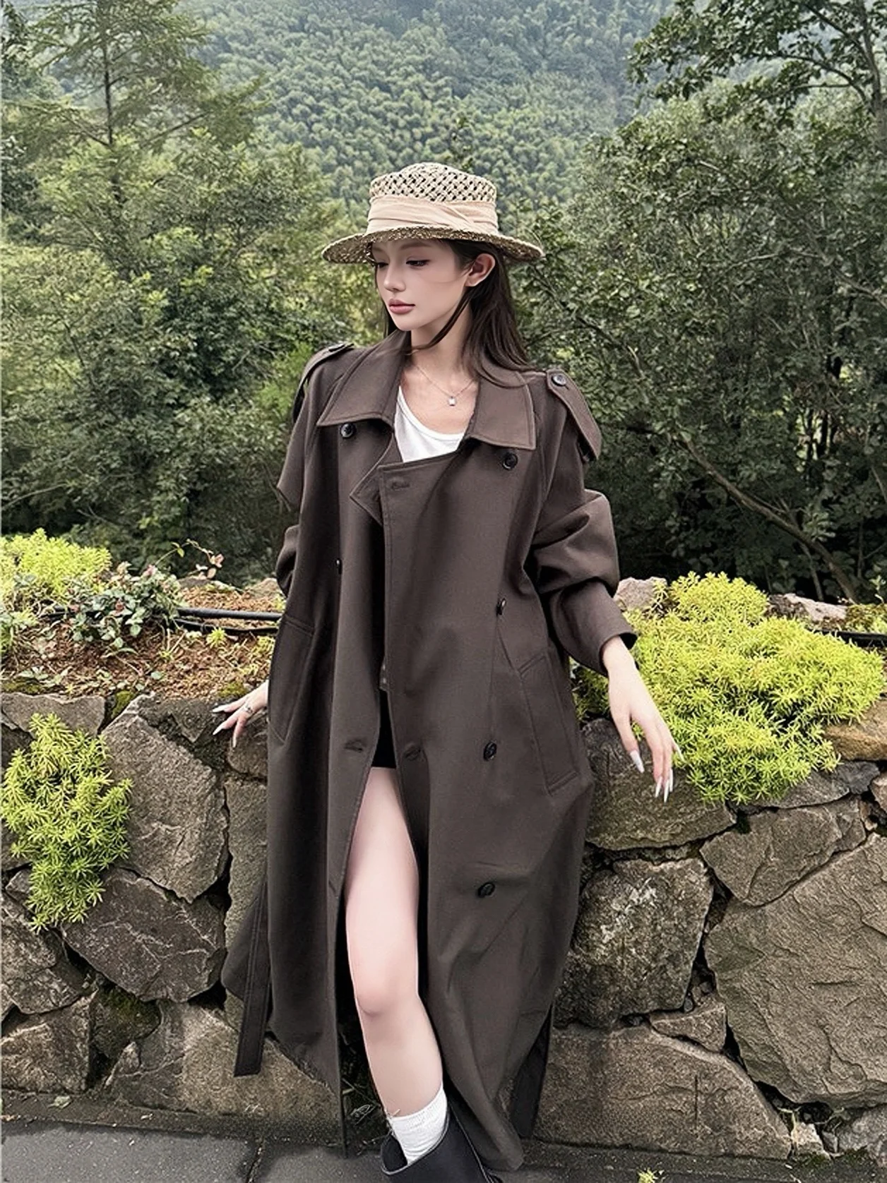 MOXI Autumn Long Double-Row Button Coat Women's Trench Coat Ele Collar Outerwear Polyester Fiber Long Sve
MOXI Autumn Long Double-Row Button Coat Women's Trench Coat Ele Collar Outerwear Polyester Fiber Long Sve