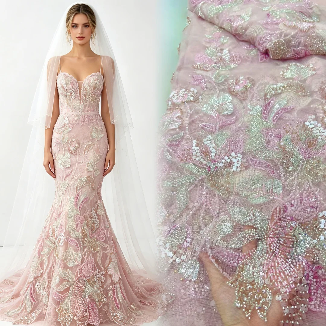 African Sequins Lace Fabric, Embroidery Beads, Tulle Lace Fabrics, Wedding Party Dress, High Quality, Latest, Pink, 5 Yards
African Sequins Lace Fabric, Embroidery Beads, Tulle Lace Fabrics, Wedding Party Dress, High Quality, Latest, Pink, 5 Yards