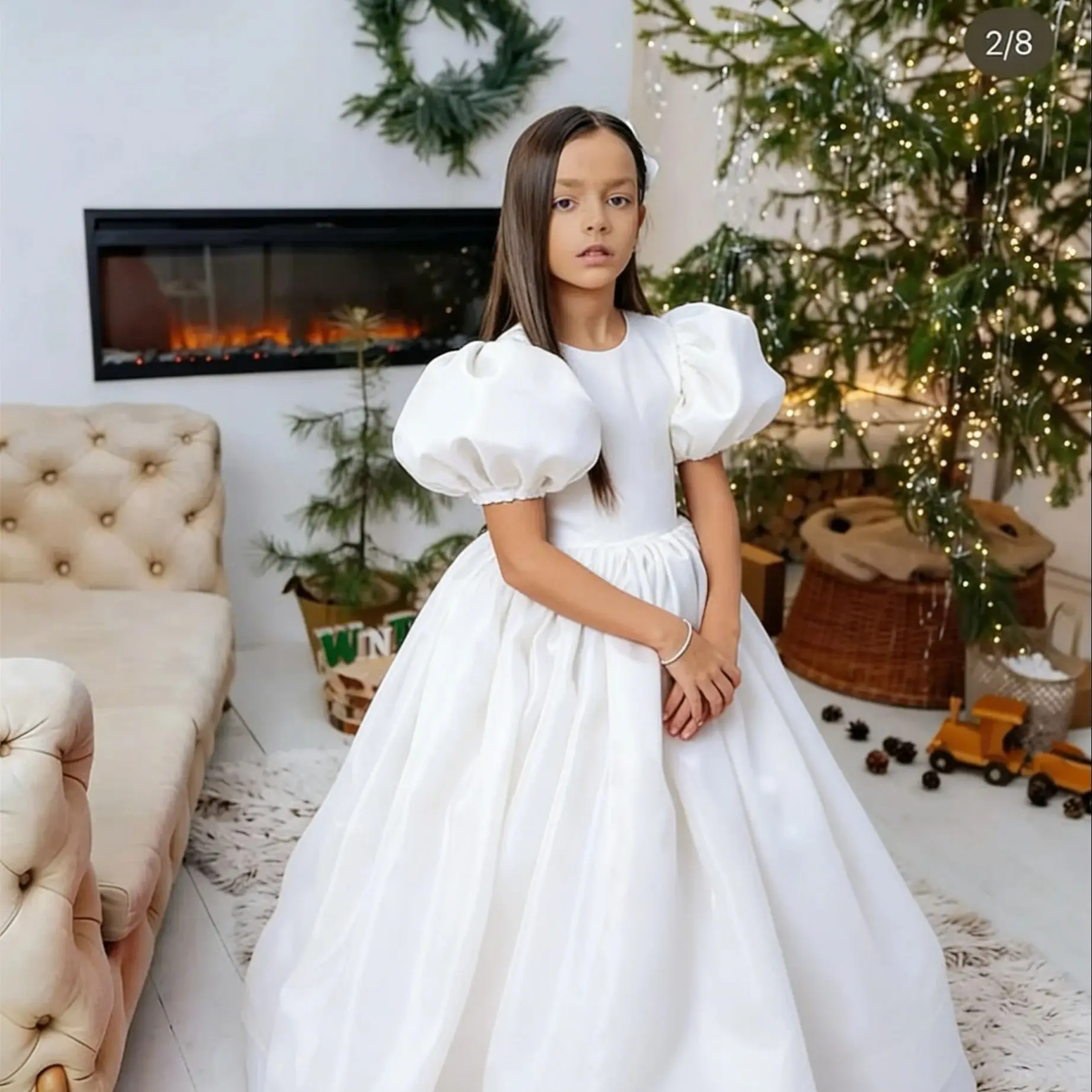 Princess Customized Flower Girl Dress For Wedding Puff Sleeve Floor Lenght Simply Kids Birthday Party First Communion Gown
Princess Customized Flower Girl Dress For Wedding Puff Sleeve Floor Lenght Simply Kids Birthday Party First Communion Gown