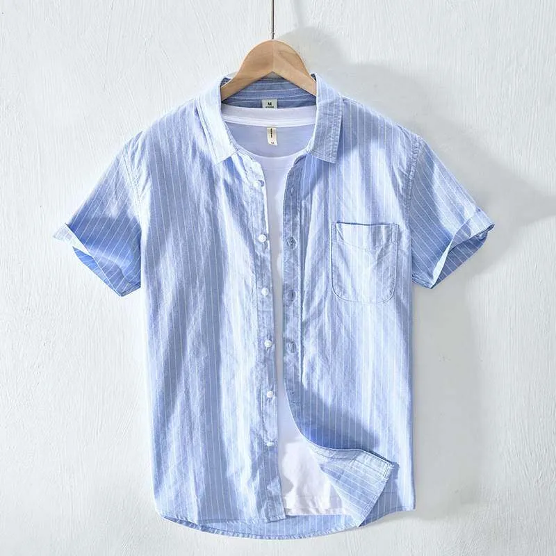New Summer Loose Fit Striped Cotton Mens Shirt Short Sleeve Sweet Style PU Leather Velvet Thin Material Unisex
New Summer Loose Fit Striped Cotton Mens Shirt Short Sleeve Sweet Style PU Leather Velvet Thin Material Unisex