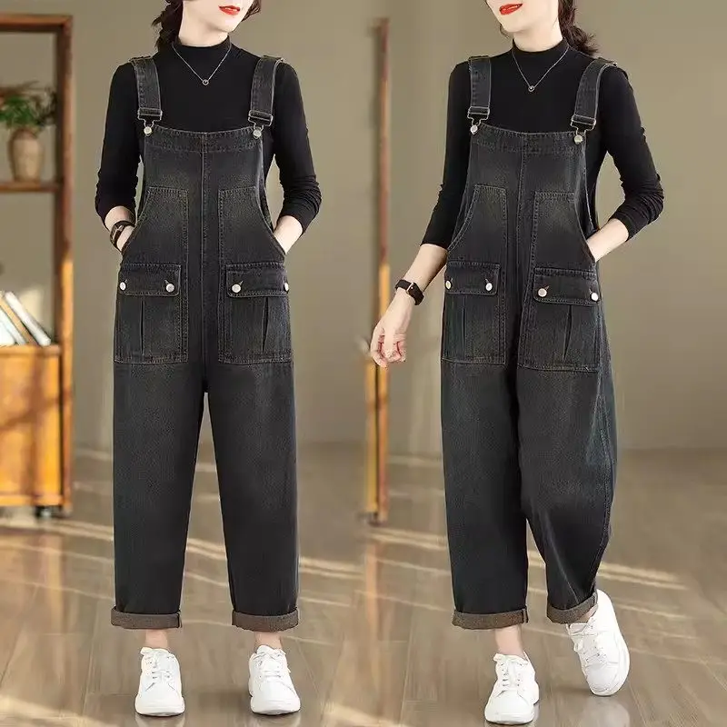 Washed Distressed Denim Strap Pants For Women Loose Versatile 2024 Autumn/Winter Oversized Jumpsuit Trend Vintage Jeans K043
Washed Distressed Denim Strap Pants For Women Loose Versatile 2024 Autumn/Winter Oversized Jumpsuit Trend Vintage Jeans K043